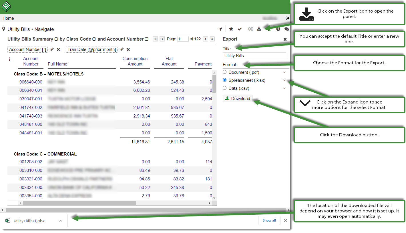 Export Panel